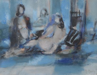  Marcel MOULY (1918-2008) 
(Odalisques à la chambre bleue), 1966 
Huile sur toile,...