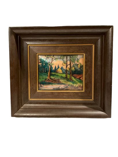 null Email on porcelain, Limoges ? 


Landscape 


Framed in wood, signed lower left...