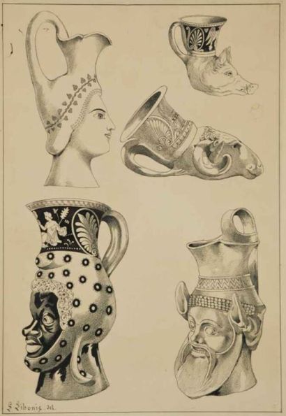 null E. LIBONIS, FRENCH school of the XIXth century


Antique vases (rython)


Framed...