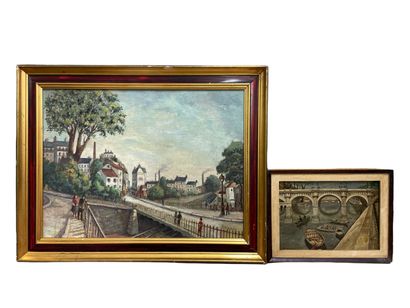 null Lot:


Vue de Paris et le Pont neuf 


Huile sur toile, signée 'BAZAIN' en bas...