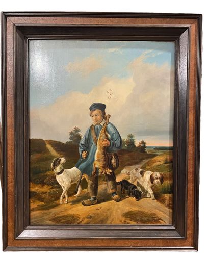 null Young hunter and his three dogs 


Oil on wood panel, signed G. RABAU and dated...