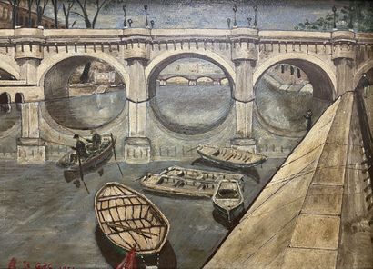 null Lot:


Vue de Paris et le Pont neuf 


Huile sur toile, signée 'BAZAIN' en bas...