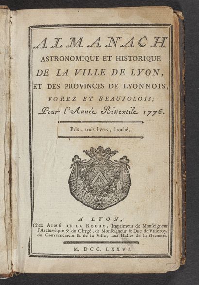 null [ALMANACH]. almanach astronomique et historique de la ville de Lyon, et des...