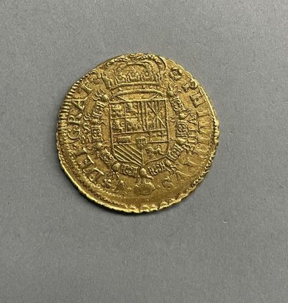 null ESPAGNE, Philippe V, 8 escudos d'or, Séville, 1701, faiblesse de frappe à l'avers,...