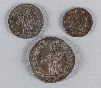 null Lot de 3 monnaies TTB: Dioclétien, follis, Constantin, follis réduit pour Londres...