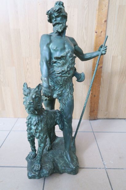null Gaulois marchant et son chien à l'affût

Bronze à patine verte, signé Marcel...