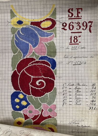 null Ensemble de mises en carte pour rubans et soieries façonnés, Staron, 1900-1960...