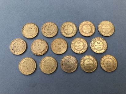 null FRANCE

Lot de quinze pièces de 20 francs or Génie Troisième République: 1875...
