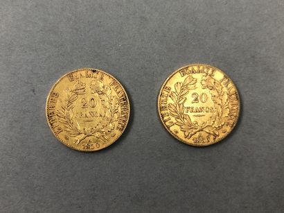 null FRANCE

Lot de deux pièces de 20 francs or, Cérès, 1850 A

Poids total: 12,9...