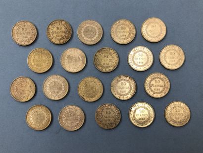 null FRANCE

Lot de vingt pièces de 20 francs or, Génie Troisième République: 1891...