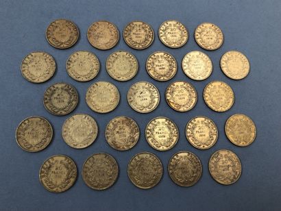 null FRANCE

Lot de vingt-sept pièces de 20 francs or, Napoléon III tête nue, 1855...