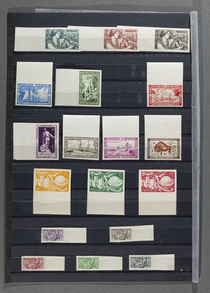 null Monaco Collection de 82 timbres NON DENTELES neufs **, avec de nombreux Bord...