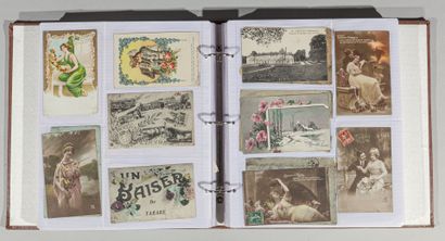 null Album moderne contenant des cartes postales anciennes de Lyon + des cartes fantaisies...