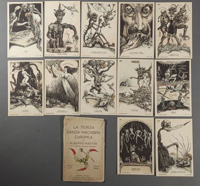 null Série de douze cartes neuves illustrées par ALBERTO MARTINI LA TERZA DANZA MACABRA...