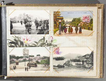 null Album de 70 cartes postales anciennes du Japon, dont certaines en couleurs,...