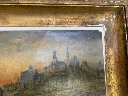 null André BARBIER (1883-1970)

"View of Senlis in Ruins" circa 1918

Oil on cardboard,...