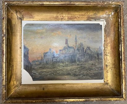 null André BARBIER (1883-1970)

"View of Senlis in Ruins" circa 1918

Oil on cardboard,...