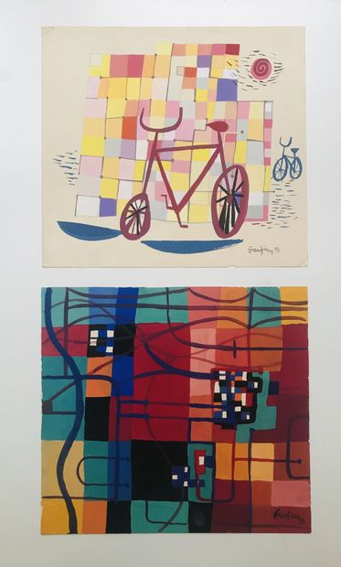 null Raymond GRANDJEAN (1929-2006)
Bicyclettes et Abstraction, 1953
Réunion de deux...
