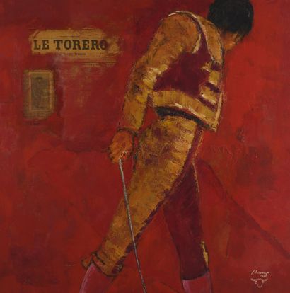 null Patrick DESCAMPS (né en 1950)
Le Torero
Technique mixte, huile et collage de...