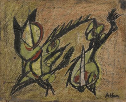 null Jean-Michel ATLAN (1913-1960)
No title (recto-verso), 1949
Oil, pastel and charcoal...