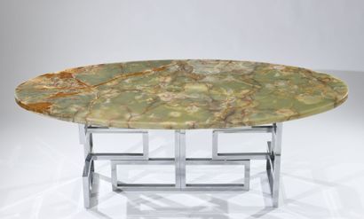 null Work of the 1970s
Exceptional dining room table
Chromium-plated metal base with...