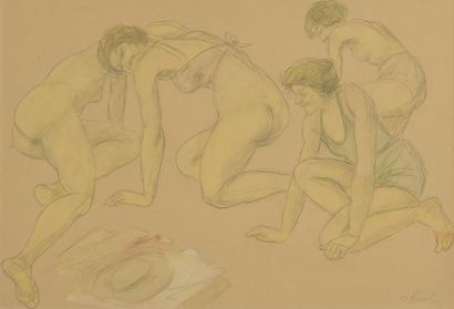 null Odilon ROCHE (1868-1947)
Four Bathers on the Beach
Watercolor and graphite,...