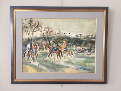 null Pierre GAILLARDOT (1910-2002)
Winter in Cagnes [Horse training].
Watercolor,...