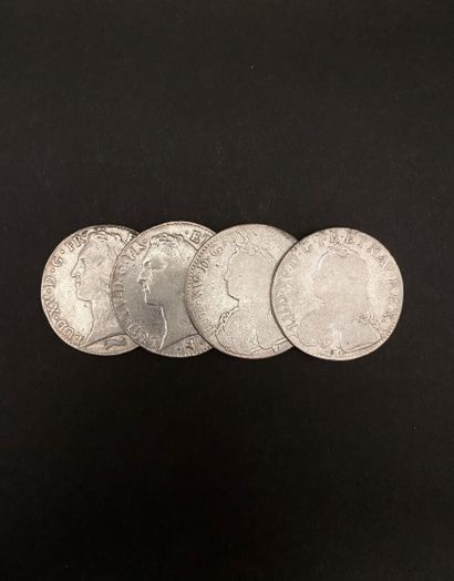 FRANCE 
Lot of four Louis XV silver shields
(Very...