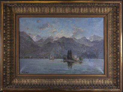 Auguste DURST (1842-1930) 
Lac Majeur 
Huile...