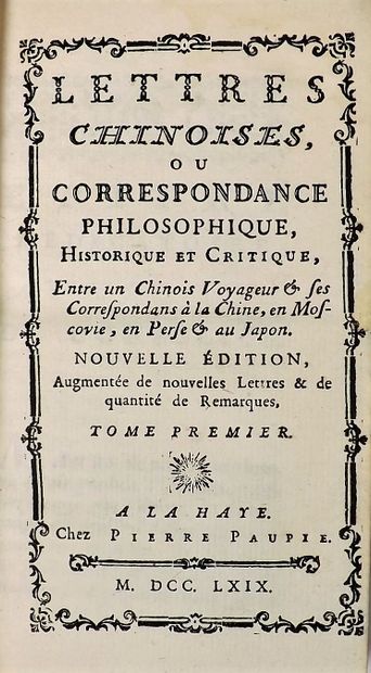 null # BOYER D'ARGENS (J.B.). LETTRES CHINOISES, ou Correspondance Philosophique,...