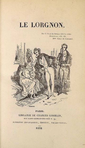 null # GIRARDIN (Mrs. Emile de). LE LORGNON. 

Paris, Levavasseur, 1832. In-8, raspberry...