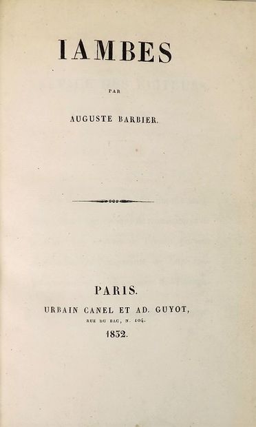 # BARBIER (Auguste). IAMBES. 
Paris, Urbain...