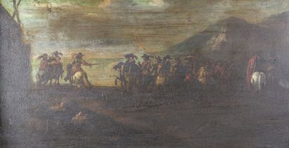 null Dans le goût du XVIIème siècle

La cavalerie 

Huile sur panneau 

H. 41 cm...