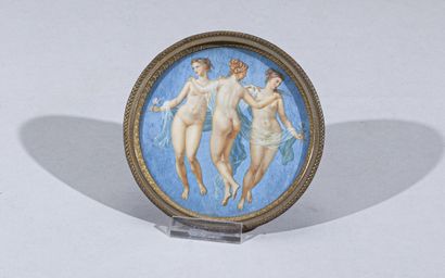 null École Française de la fin du XIXème siècle 

Grande miniature ronde : Les trois...