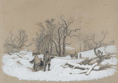 null École FRANCAISE du XIXème siècle

Paysage sous la neige

Crayon noir, gouache,...