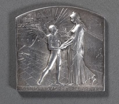 null Exposition internationale de Chicago, 1893, par Oscar Roty, bronze argenté 53...
