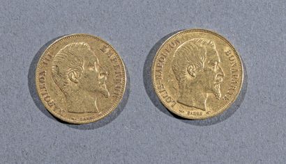 FRANCE

Deux pièces de 20 francs or, Napoléon...