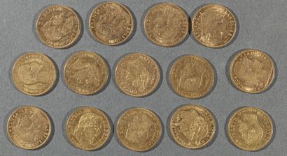 null FRANCE

Lot de quatorze pièces de 10 francs or comprenant :

- une pièce de...