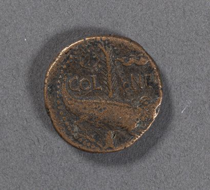 null Auguste et Agrippa, as de Nîmes, bronze, 26,5 mm, 12,7 g, TTB