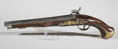 null Pistol of voyage transformed 

Wooden mounting with long barrel, strong brass...