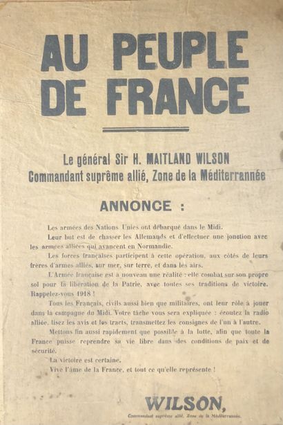 null Affiche "Au peuple de France" du commandant Wilson

Cadre en bois doré 

41...