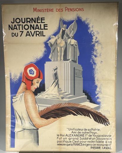 null Affiche en couleur, non entoilée

JOURNÉE NATIONALE DU 7 AVRIL (1935). Ministère...
