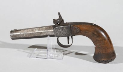 null France

Pistol with piston box 

Carved wooden stick, steel box decorated with...