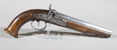 null Travelling pistol BODIN in PARIS

Wooden stick, flat iron cap, lock with piston...