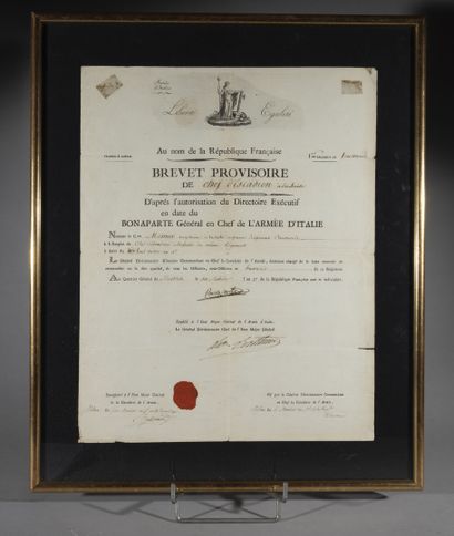 null France

Provisional certificate of squadron leader signed Bonaparte 

Arms of...