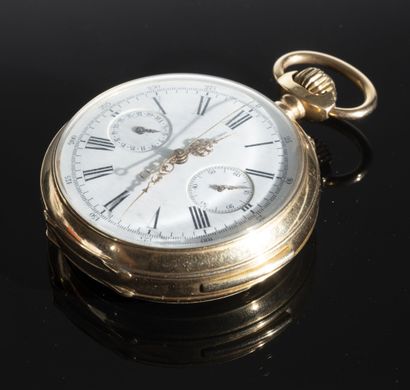 null Pocket watch with quarter chimes, single push-button chronograph, round dial...