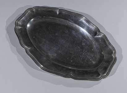 null Plain silver oval dish with eight contours molded with fillets, the ends slightly...