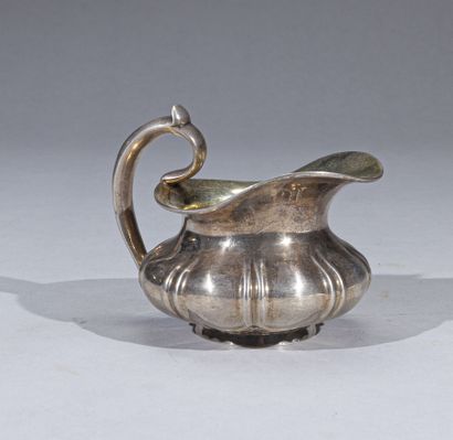 Baluster milk pot with flattened body and...