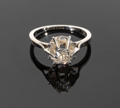 Solitaire ring in 18K (750°/°°) white gold,...