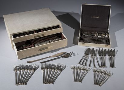 null ERCUIS
Part of a silver plated cutlery set, Chorus model, circa 1970, composed...